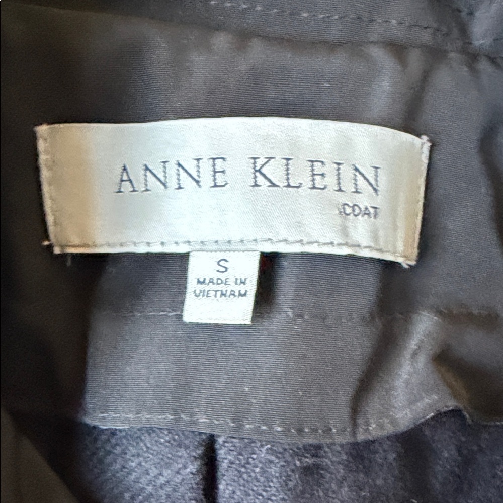 Anne Klein Trench Coat Lined Doube Breasted Belted Black Size S Classic - Picture 11 of 14